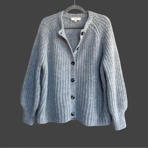 SEZANE BLOGGER FAVE Gray Alpaca Wool Oversized Cardigan Sweater Emile Jumper L - Picture 4 of 16